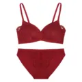 Franse beugelloze kant bh en slip set, ademende driehoek cup dames ondergoed. - S / Top en Broek / Rood