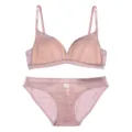 Dames Franse kant draadloze Driehoek bh en slipje set in nude roze, sexy en comfortabel. - S / Set / Nude Roze