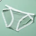 Green cotton women's panties mid-waist seamless breathable lace briefs for summer daily wear. - S / Bottoms / Green