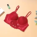 Französischer Bustier-Spitzen-BH für Damen, rotes sexy Büstenhalter mit Fischbeinstütze. - S / Oberteile / Burgunderrot