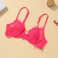Hot pink lace underwire bra featuring delicate scalloped trim and adjustable straps for daily wear. - 70B / Rose Red