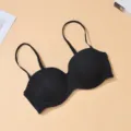 Soutien-gorge sans bretelles grande taille noir soutien-gorge bandeau sans coutures froncé - Noir