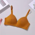 Mustard yellow seamless wireless bra, French style deep V push-up lingerie for women. - S / Tops / Yellow