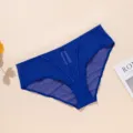 Women's blue high-waist breathable mesh panties summer seamless underwear plus size comfy briefs - 38 / Bottoms / Sapphire Blue