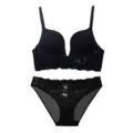 Black lace push-up bra and panties lingerie set for women, sexy deep v bra set SKU - 70B / Top And Bottom / Black