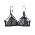 Zwarte kanten beha zonder beugel Franse stijl sexy driehoek cup ademende dames lingerie - S / Tops / Zwart
