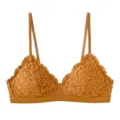 Vrouwen Sexy Kant Bralette Beugelloze Driehoek BH Karamel Geel Zomer Lingerie Top - S Geschikt voor 32/70ABC / Tops / Geel