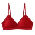 Rode kanten bralette voor dames, sexy driehoek cup beugelloze push-up comfort bh. - S Geschikt voor 32/70ABC / Tops / Rood