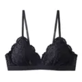 Zwarte kanten driehoek bralette, sexy beugeloze dameslingerie, comfortabele zomer dunne bh. - Zwart
