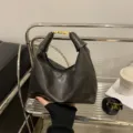 Μινιμαλιστική ρετρό γυναικεία τσάντα hobo casual τσάντα ώμου κομψή χειρός φθινόπωρο - Μαύρο