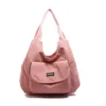 Pink corduroy tote bag casual large capacity shoulder bag for women daily commuting student - Pink