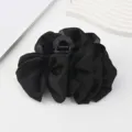 Black chiffon hair claw clip fluffy bubble hair accessory variant for stylish daily hairstyling. - Black
