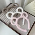 Cute fluffy animal ear headband plush hair hoop sweet makeup face wash hair accessories women - Coffee+White+Pink