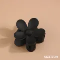 Black matte flower hair claw clip for women, 7cm daily ponytail holder hair accessories. - Large Flower Claw Clip / 7cm / Black