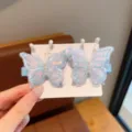 Doppio strato rete perla farfalla molletta per capelli azzurro dolce frangetta laterale - Pezzo Singolo / Blu