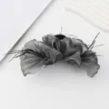 Grey organza feather hair claw clip puffy bubble hairpin elegant women hair accessories - Grey Feather