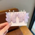 Doppio strato rete perla farfalla fermaglio per capelli rosa molletta laterale donna - Pezzo Singolo / Viola
