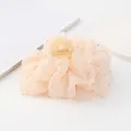Pink organza hair claw clip with rhinestones, fluffy bubble hair accessory for women styling. - Off White