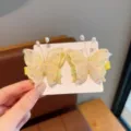 Doppio strato rete perla farfalla clip per capelli carino giallo accessori. - Pezzo Singolo / Giallo