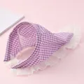 Purple white checkered triangular lace headband, vintage French style hair accessory for women. - Purple Headband
