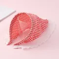 Red and white plaid lace triangle headscarf hair band, sweet pastoral style accessory. - Red Headband