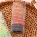 Gradient brown spiral hair ties for women, cute transparent boxed phone cord hair accessories. - Orange (9 Pcs)