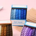 Gradient telephone cord hair bands set, cute seamless candy color hair ties for women and girls. - Blue (Boxed)