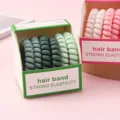 Gradient spiral hair ties set, sweet candy color telephone wire hair bands for women and girls. - Green (Boxed)