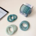 Gradient hair ties phone cord elastic rubber bands cute sweet seamless hair accessories set - Cyan (Boxed)