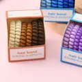 Colorful telephone wire hair bands set with cute packaging boxes for daily styling. - Coffee (Boxed)