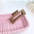 Matte brown geometric hair claw clip for women, stylish minimalist daily hair accessory style. - Large Square Clip / 11cm / Light Coffee