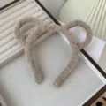 Fluffy bear ears headband cute plush hair hoop winter warm makeup face washing cute hair accessory - 5#Coffee