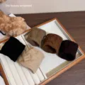 Chouchous de cheveux larges et élastiques en tissu doux pour coiffure quotidienne femme - Lot de 5 / Rayure Marron