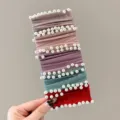 Set of wide pearl hair ties, high elasticity fabric hair bands scrunchies for women styling. - 5 Pieces/Pack / Colorful