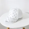 Close-up detail of white rhinestone letter B baseball cap, trendy summer sun hat. - Kids Style, Adjustable Head Circumference 54CM / White