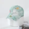 Fashionable tie-dye gradient baseball cap with sparkling rhinestones and cute butterflies for women. - Adult Adjustable / Green