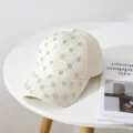 Gorra de béisbol con monograma de diamantes de imitación mujer moda verano brillante casual sol - Niños circunferencia de la cabeza ajustable 54cm / Blanco Roto