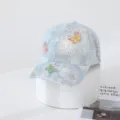 Stylish tie-dye rhinestone baseball cap with cute butterflies for women sun protection. - Adult Adjustable / Blue