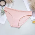 Soft comfortable mid-waist solid pink women's seamless cotton briefs for daily wear. - Light Pink