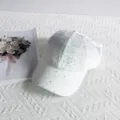 Sparkling Rhinestone Half-Empty Baseball Cap Women Summer Sun Protection Hat White - White