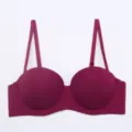 Burgundy Strapless Push Up Bra Variant, Seamless Padded Underwear Color Option Model - 70A / Burgundy