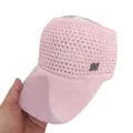 Roze gebreide lege zonneklep hoed met strass M logo, ademende zomerpet voor dagelijks gebruik. - Volwassen Stijl (54-59cm) / Roze