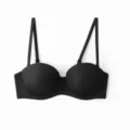 Black strapless seamless push-up bra for women, comfortable half cup everyday underwear. - Black