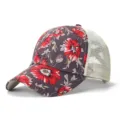 Floral print and breathable mesh detail of the women's trucker baseball cap view. - Adult (Adjustable Circumference 58cm) / Flower
