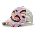 Detailed view of women's colorful printed trucker hat with breathable mesh back for summer. - Adult (Adjustable Circumference 58cm) / Circle