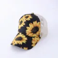 Women sunflower print mesh trucker baseball cap casual outdoor sports sun hat snapback - Adult (Adjustable Circumference 58cm) / Sunflower
