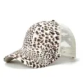 Women leopard print mesh baseball cap breathable trucker hat outdoor sports sun hat stylish - Adult (Adjustable Circumference 58cm) / Leopard Print