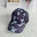 Floral print mesh baseball cap for women, breathable trucker hat for outdoor sports and daily wear. - Adult (Adjustable Circumference 58cm) / Rose
