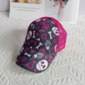 Women gothic skull rose print trucker hat breathable mesh back ponytail baseball cap streetwear - Adult (Adjustable Circumference 58cm) / Rose Red Skull