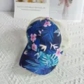 Women's floral trucker hat with breathable mesh back, stylish tropical print baseball cap. - Adult (Adjustable Circumference 58cm) / Leaf & Flower